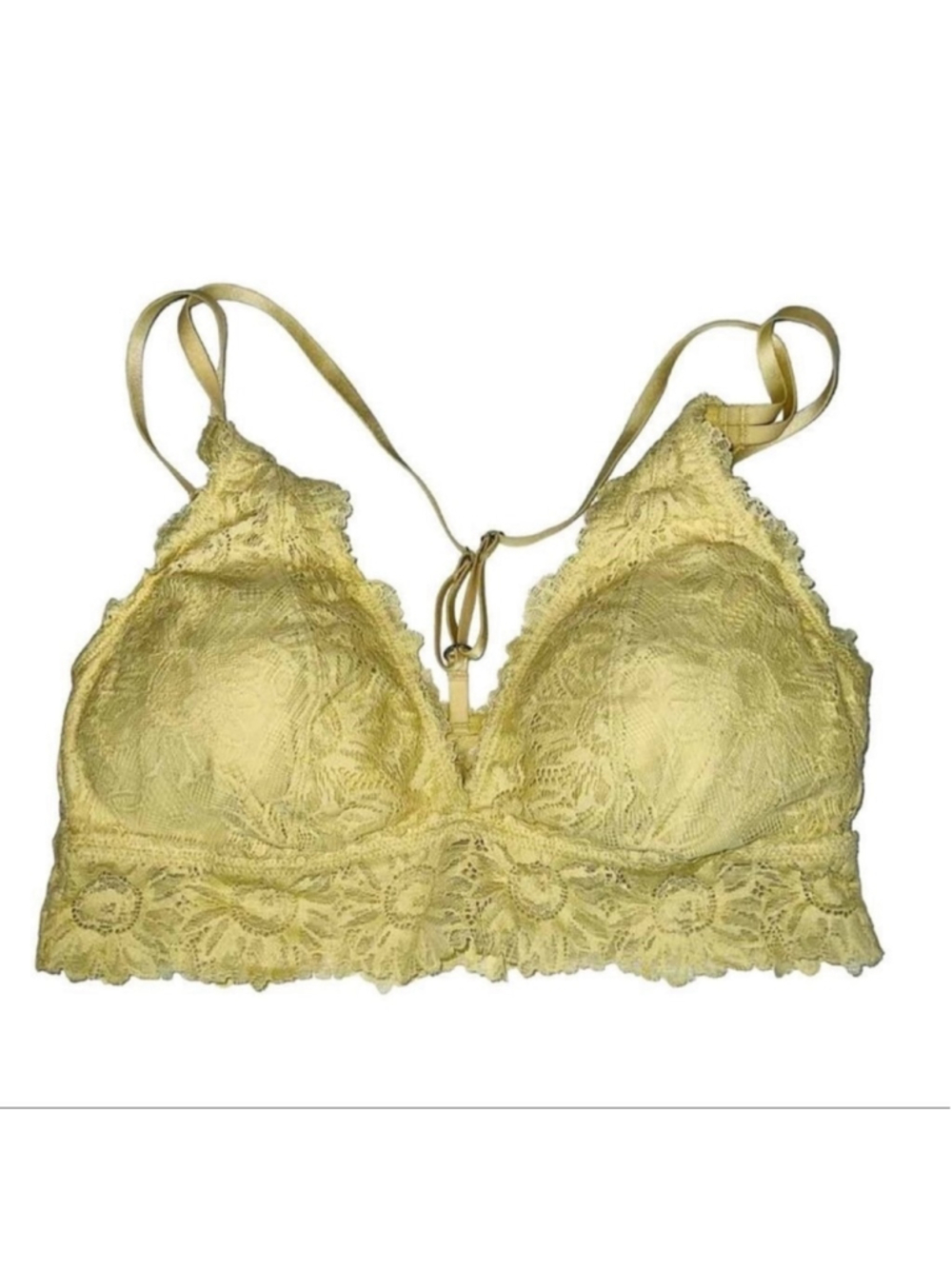 Aerie Wireless Lace Strappy Padded Bralette Yellow Size S New